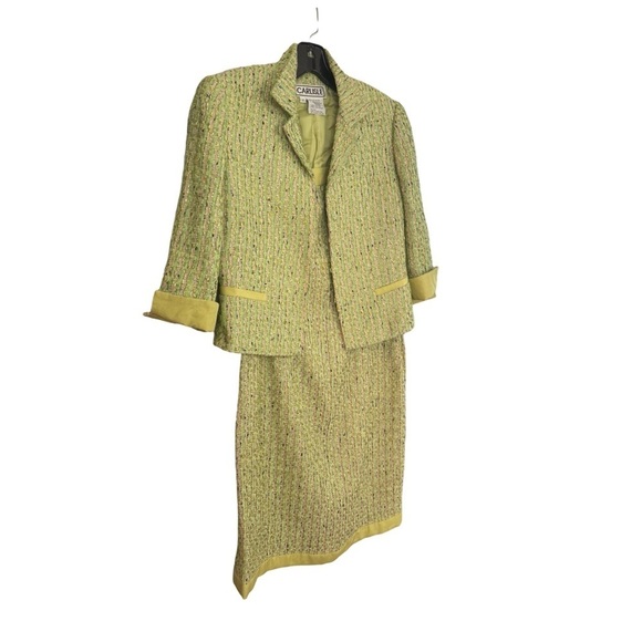 Carlisle Collection Women’s 2-Piece Jacket and Dress Set. Pink, Green. Size 2 - Picture 4 of 13